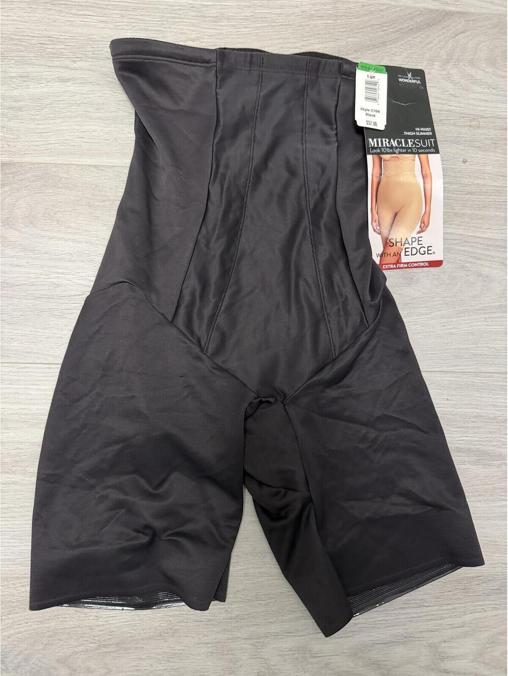 Miraclesuit Black Hi-Waist Thigh Slimmer Shapewear Large